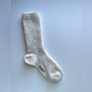 Brunello Cucinelli Cream Ribbed Women's Wool Socks
